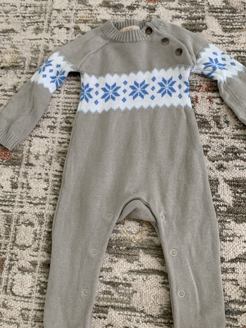 The Beaufort Bonnet Company Grey One-Piece with Blue Fair Isle